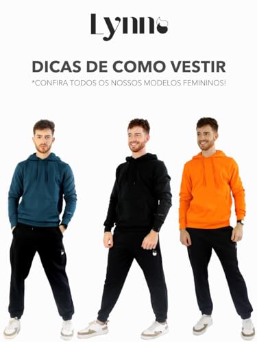 Moletom Canguru Masculino Capuz e Bolso (BR, Alfa, G, Regular, Regular, Laranja)