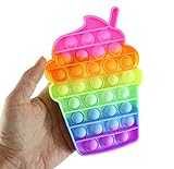 Neon Rainbow Frappe Iced Coffee Dessert Ice Cream Frozen Bubble Pop Fidget Toy - Silicone Push Poke Bubble Wrap Fidget Toy - Pop the Bubbles Down Then Flip it over and Do it Again - Sensory Stress Toy