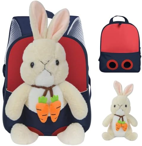 Voici et Voila Toddler Backpack Girls Sttuffed Animal Backpack Kids Preschool Backpack Kawaii Bunny Toys Preschool Cute Backpack Small Cartoon Bag for Kids 3-5 Years Old for Boys Girls