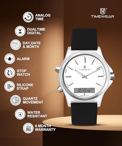 Image of TIMEWEAR Analog Digital Dualtime, Alarm Clock, Stop Watch, Date Month Display, Two time Zones, Quartz Watch for Men