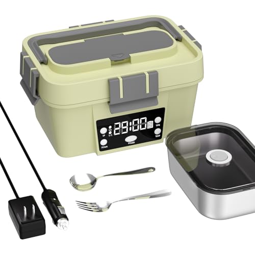 Cordless Electric Lunch Box for Adults - 10000mAh Self-Heating Food Warmer with Timer, 3-Temp Heating (100℉-212℉), 54oz/1.6L Leakproof Container + Insulated Bag for Office/Car/Travel