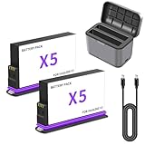 2-Pack 360 X5 Battery Compatible for Insta360 X5, for Insta360 X5 Camera with Fast Dual Battery Charger Hub and Charging Cable Upgrade Batteries 3.89V 2800mAh (Battery Charger Hub with 2 Batteries)