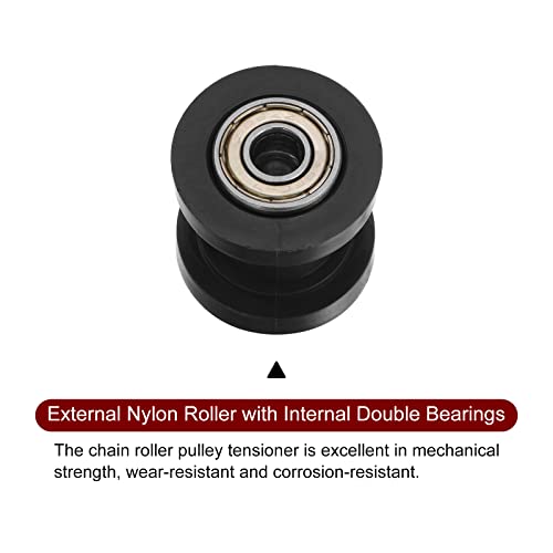 sourcing map Kettenrolle Riemen Scheibe Spanner 8mm Nylon Rille Schieberegler für Mini Motorrad Dirt Fahrrad Atv Go-Kart Schiebetür Bewässerung Ausrüstung Schwarz