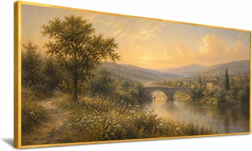 JILLICK Stone Bridge River Valley Framed Canvas Wall Art