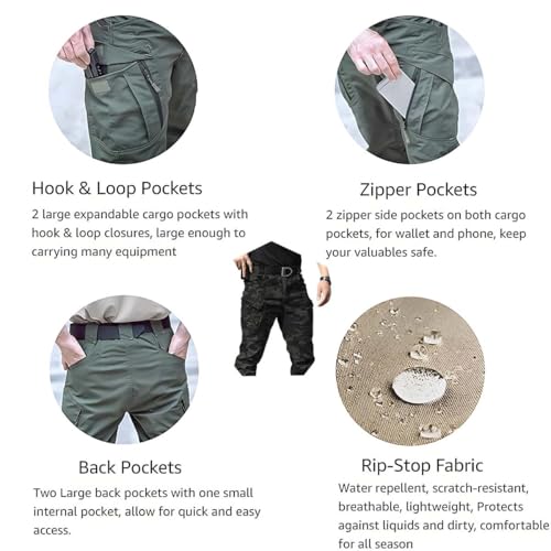 Lespartan Motorcycle Pants, Ripstop & Waterproof, 10 - Pocket, Comfort & Durable for Tactical/Casual Use4