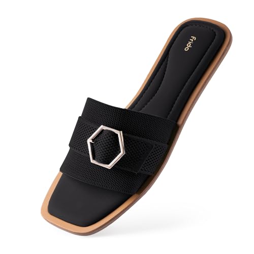 Image of Frido Women's Comfort Flat Sandals | Ethnic Style Slip-On | Super Soft Cushioned Sole, Padded Knit Upper, Breathable & Anti-Skid Zero-Drop | Available in Comfort Flat & Ethnic Kolhapuri style