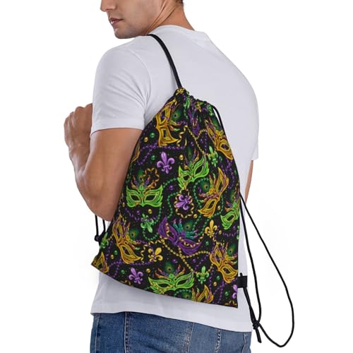 VOSERY Drawstring Backpacks, Mardi Gras Surface Draw String Back Bags for Men Women Gym Sports Swimming Travel2
