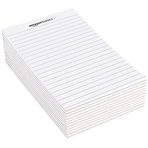 Image of Amazon Basics Narrow Ruled 5 x 8 inch Writing Pad, 72 Count (6 Packs of 12), White