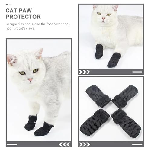 TogtherKings 4 Stück verstellbare Katzenschuhe aus Netzstoff, Anti-Kratz-Schuhe Für Katzen, Atmungsaktiv Katzenpfotenschutz, Katzenstiefel zum Baden von Haustieren, Schneiden von Nägeln, Überprüfen