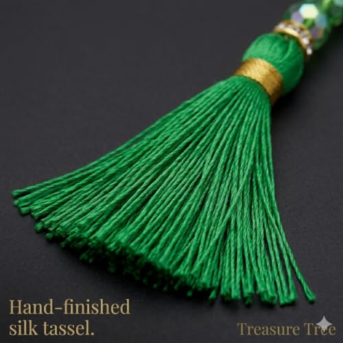 Image of Islamic Salat Prayer Tasbih - 100 Crystal White Beads - Tasbeeh for Dhikr, Zikr, and Meditation (Green)