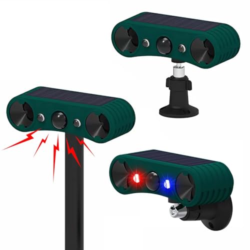 LAFEINA Outdoor Solar Motion Sensor Alarm 129dB Loud Sound Siren Alarm 4 Modes Security Alarm with Strobe Light for Farm Garden Orchard Barn Yard (3 Pack)