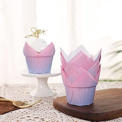 La Llareta 100 Pieces Tulip Cupcake Cases, Cupcake Liners, Muffin Liners, Greaseproof, Muffin Cups Cupsfor Baking Cakes, Weddings, Birthdays, Parties