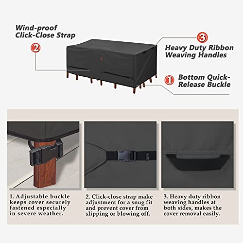 Porch Shield Patio Table Cover - Waterproof Outdoor Dining Table And Chairs Furniture Set Cover Rectangular - 84 X 56 Inch, Black #TOP3