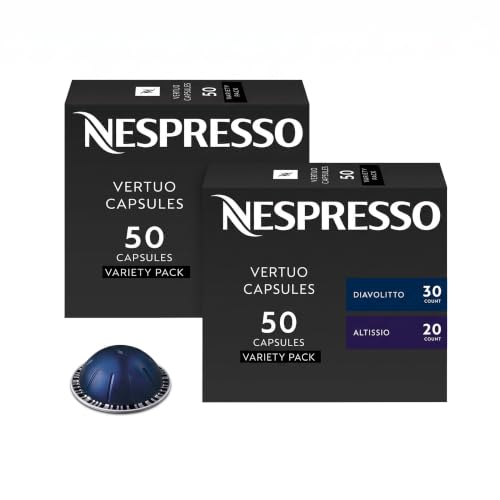 Nespresso Capsules Vertuo, EspressoVariety Pack, Medium and Dark Roast Espresso, 50-CountEspresso-Pods, Brews 1.35oz, (Pack of 2)