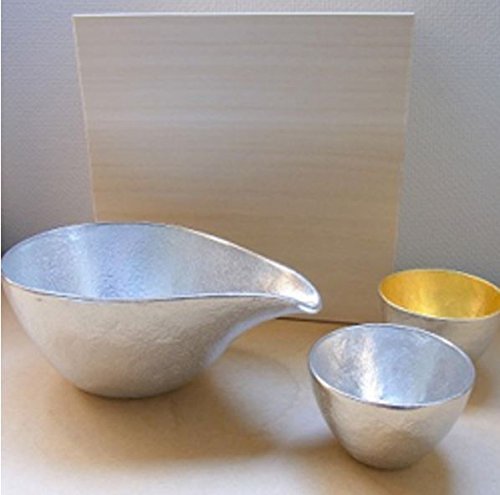Amazon.co.jp: 能作 桐箱入 酒器セット 片口-小 ぐい呑（錫、金箔） 錫 