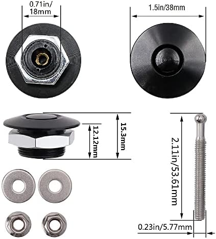 ANJOSHI 2Pack Quick Release Latch Lock Clip Push Button Bonnet Kit 1.5in/38mm Diameter Universal Aluminum Alloy Quick Latch Lock for Bumper License Plate Hood or Various DIY(2Pack-Black Plus)