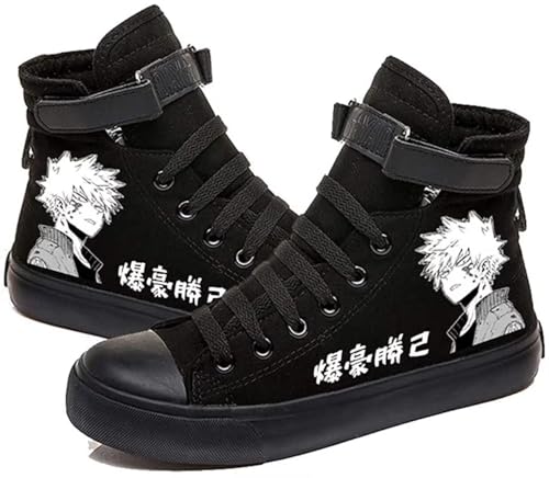 Anime MHA Shoes Unisex Canvas Sneakers High Top Lace ups Bakugou Katsuki Todoroki Shoto Hawks Dabi Shoes
