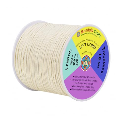 Mandala Crafts 1.8mm Egg Shell Blind Strings Lift Shade Cord, 109 Yards