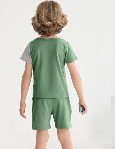 Image of mksodopy Toddler Boy Clothes Color Block Patchwork Short-Sleeved T-Shirt Color Block Shorts Boys Summer Outifts