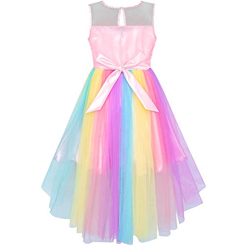 Sunny Fashion Flower Girls Dress Unicorn Rainbow Pageant Princess Party2