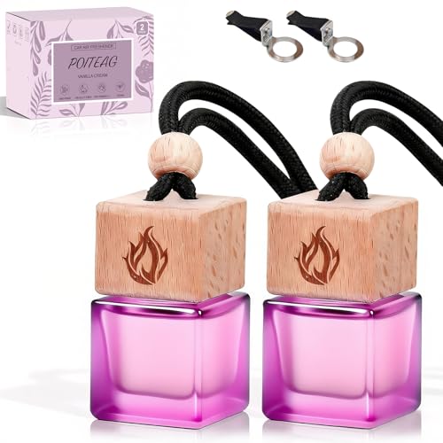 Car Air Freshener Hanging 2 Pack, Vanilla Cream Scent Car Air Fresheners Diffuser, Long Lasting Car Fragrance, Cute Car Accessories for Women