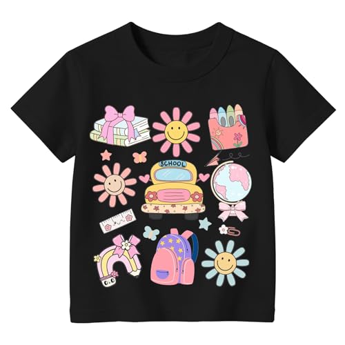 Image of 100 Days of School Shirt for Kids School Tshirt-Toddler Happy 100th Day Short Sleeve Boys Girls Gift Tees Tops