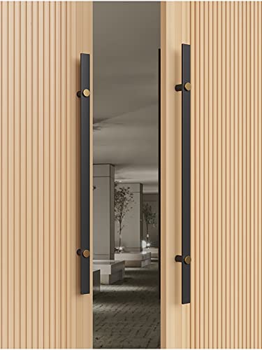 Poignée de porte double face noire de 40cm pour douche et cuisine