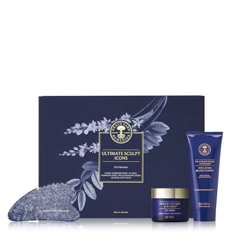 Neal's Yard Remedies Ultimate Sculpt Icons Gift Set, Frankincense Cleansing Mist, Lift Face Cream & Crystal Gua Sha Tool, Vegan & Cruelty-Free, Set of 3