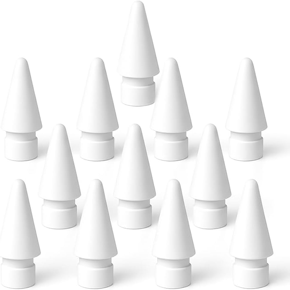 Apple Pencil Tips Replacement（12-Pack） – Premium White Precision Drawing Nibs Compatible with Apple Pencil Pro, USB-C, Gen 2 & 1