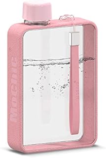 Mochic 13oz Flat Portable Travel Mug Handbag Slim Cold Flask | BPA Free A5 Water Bottle Tritan Plastic | Sports, Camping, Gym, Fitness, Outdoor - Leak Proof. 380ml (Pink)