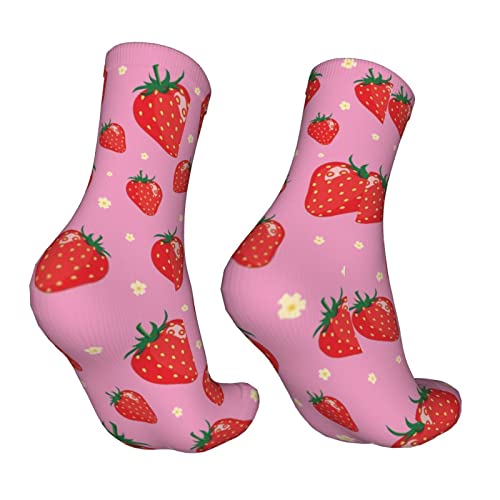 Mortgats Strawberry Pink Socks Funny Novelty Crew For Women Girl Kids Crazy Casual Dress Sports Athletic Work Ankle Sock Gifts thumb #3