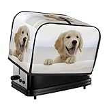 Golden Cute Dog Patterned double slice toaster cover, with pocket, suitable for home dining table decoration.