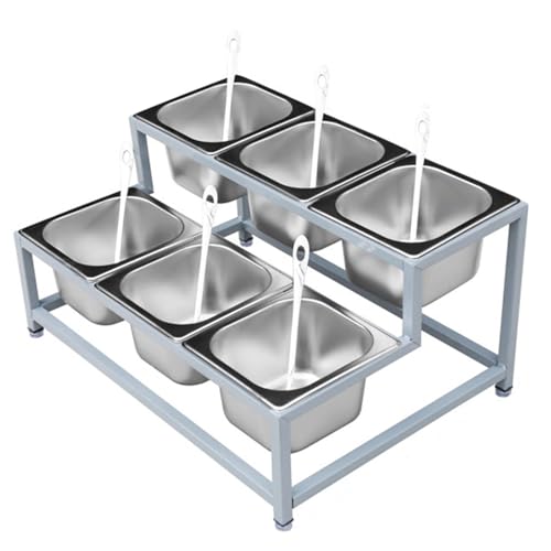 Juego de especieros comerciales, estantes de acero inoxidable para condimentos, organizador de aderezos y recipiente para condimentos, ideal para salsas, ensaladas y mermeladas (plata-B, 50 x 37 x 2