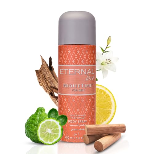 Eternal Love Nighttime for Men - Long Lasting Body Spray - Masculine Citrus-Floral Scent with Tonka & Musk - Bold & Confident Fragrance - 6.8oz