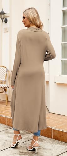 Image of Newchoice Womens Long Cardigan Summer Casual Draped Open Front Lightweight Long Sleeve Cardigan Duster with Pockets