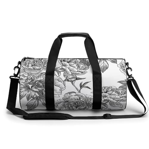 Sac de voyage fleurs esquissées duffel bag compact pour randonnée et camping