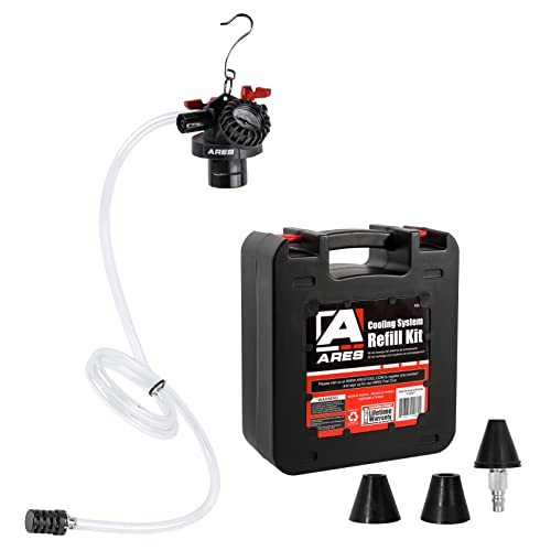 vacuum coolant filler - ARES 15027- Cooling System Refill Kit - Easily Test for Leakage in Cooling System - Change Coolant Quickly - Works with Most Radiator and Coolant Bottlenecks