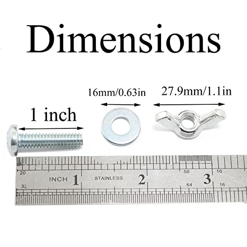 Pro Bamboo Kitchen 10Sets Screw Bolts with Wing Nut Zinc Plated Carbon Steel Mounting Hardware Fitting Fastenings:1/4\"-20 Hand Tighten Wing Nuts,1/4\"-20x1\" Phillips Head Screw Bolt with Washers