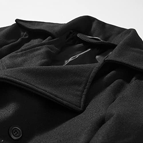 Image of Lu's Chic Men's Double Breasted Coat Korean Trenchcoat Fashion Dress Jacket Slim Fit Business Casual