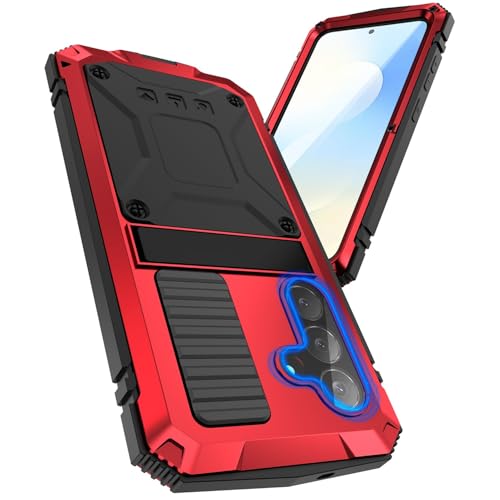 Coque Galaxy S25 FE 5G métallique rouge armure rigide intégrale antichoc