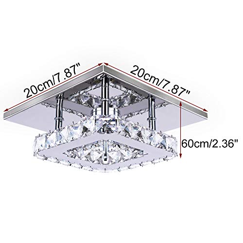 diisunbihuo Modern Crystal Chandelier 7.9 Inches Led Ceiling Light Mini Square Flush Mount Ceiling Light for Bedrooms Dinning Rooms Hallway(Cool White,15W)