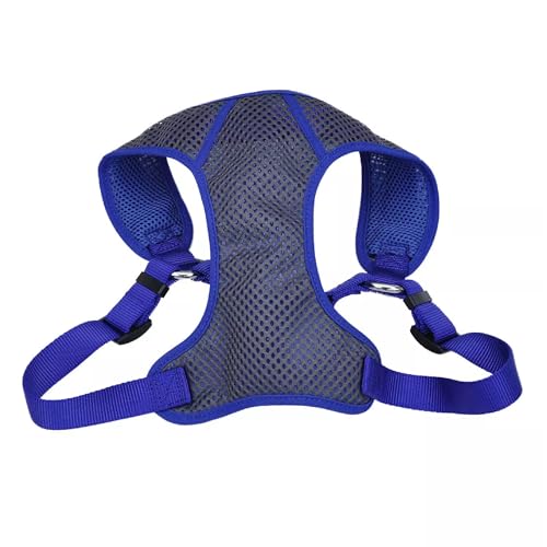 Coastal Pet Comfort Soft Sport Wrap Adjustable Dog Harness - Large & Small Dog Harness - Durable Harness for Dogs with Mesh Chest Pad - Grey with Blue, 5/8' x 16-19'
