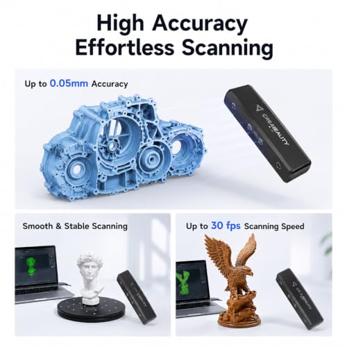 Image of Creality Otter Lite Basic 3D Scanner, 0.05mm Accuracy, 30fps Speed, Quad-Camera for Objects 0.8 inch-78 inch, Full Color Scan, No Spray for Dark /Metal Surfaces, Eye-Safe Infrared, Wi-Fi 6 Supported