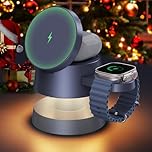 iVANKY 15W Qi2 Certified Wireless Charger for iPhone 17e Charging Station with Night Light, 3 in 1 Travel Stand for MagSafe Charger for iPhone 17/16/15/14/13/12/11/X Pro/Max Apple iWatch Airpods