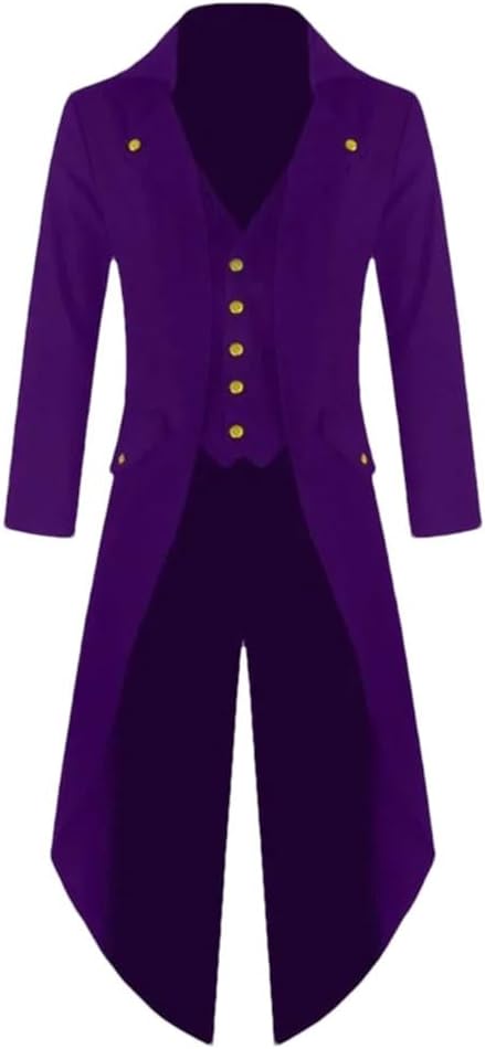 Mens Steampunk Medieval Tailcoat Jacket Gothic Windbreaker Coat Cape Fashion Cloak Jacket Victorian Frock Coat
