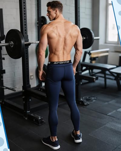 Riyiper 6 Pcs Men's Compression Pants Athletic Workout Running Tights Rapid Dry Sport Leggings Base Layer Bottom for Yoga Gym4