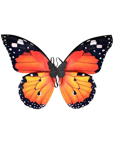 RENEMEGO Butterfly Wings Adult Women - Orange Fairy Wings Halloween Costume Renaissance Renfaire Party Prom Masquerade Cosplay Fairycore Dress Up Performance Outfit