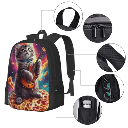 Galaxy Pizza Cat Print Backpack For Men Women Lightweight Daypack For Daily Commutes Business Travel Hiking4