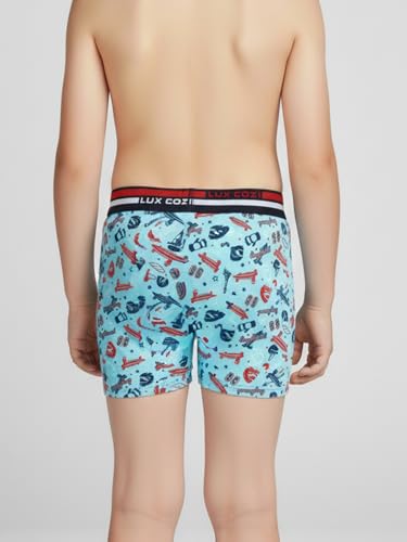 Image of Lux Cozi 100% Cotton Outer Elastic Semi Long Print Trunk for Boys | Color & Prints May Vary |Pack of 4