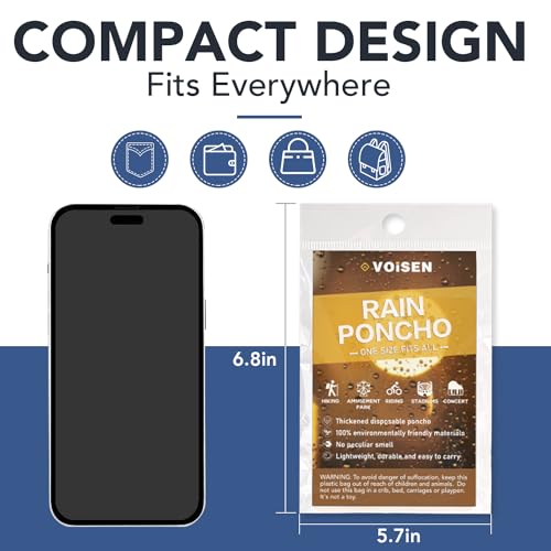 VOISEN Clear Rain Ponchos for Adults - Family Pack of 8 Emergency Disposable Ponchos - Image 5
